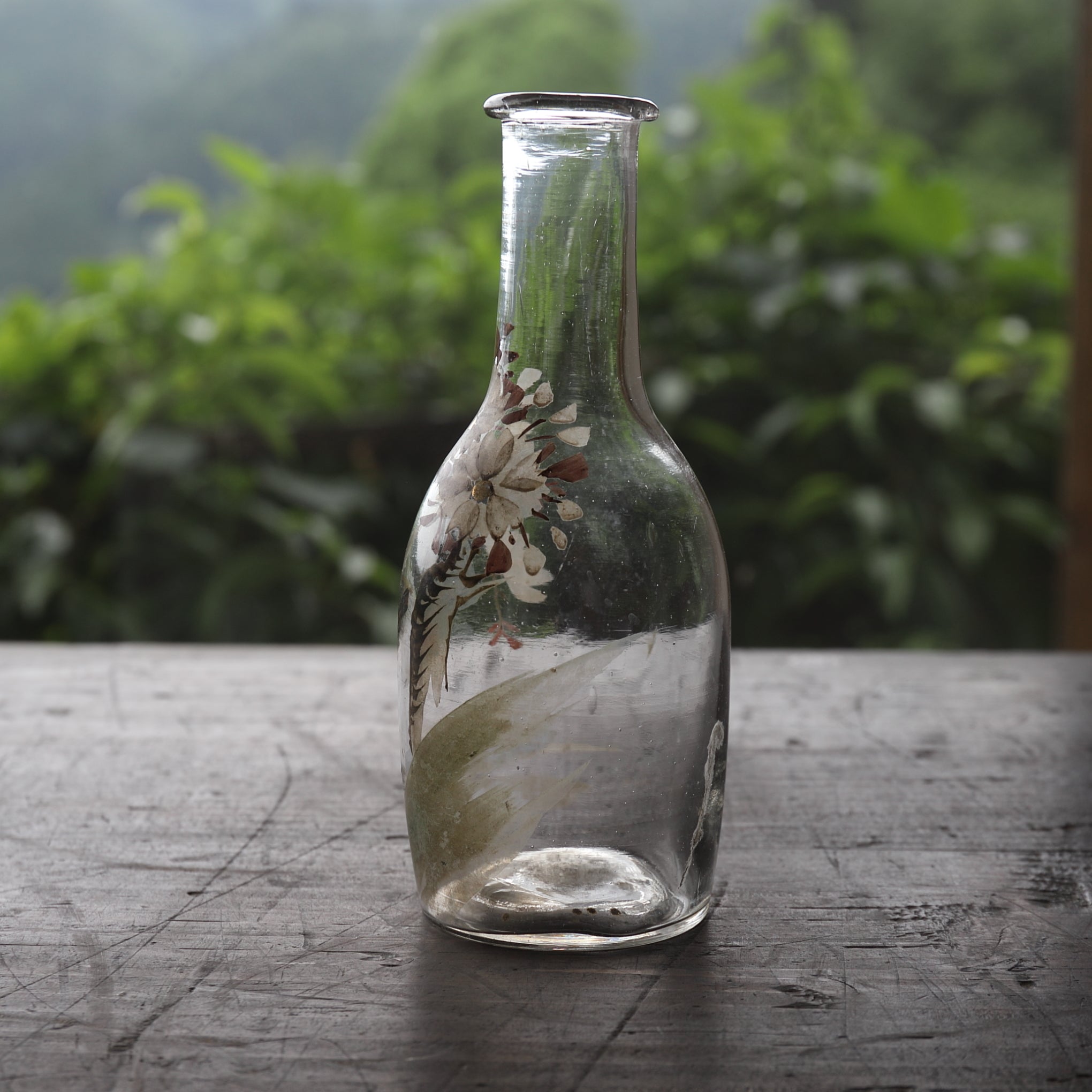 Enamel Painted Antique Glass Decanter, Taisho Period (1912-1926 CE)