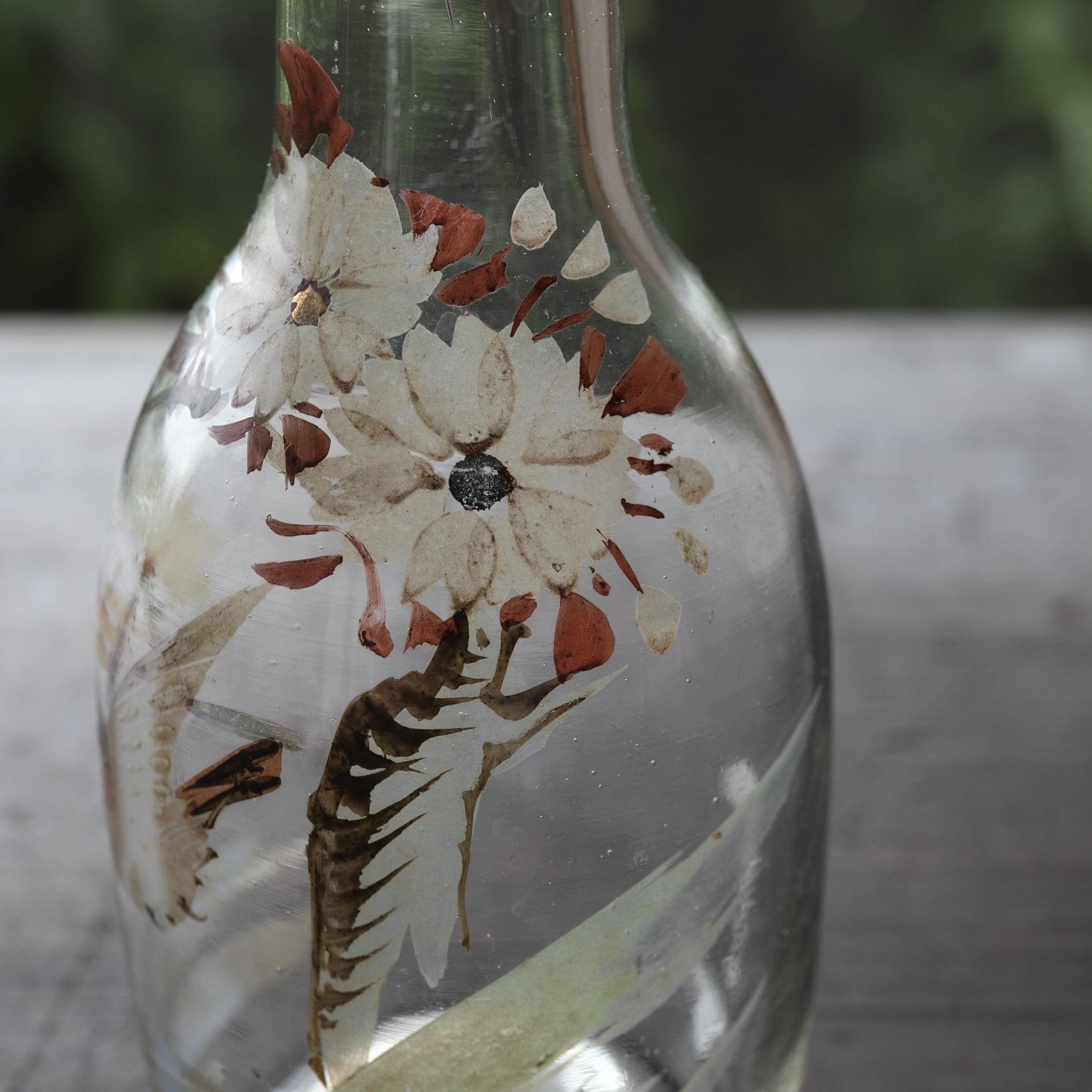 Enamel Painted Antique Glass Decanter, Taisho Period (1912-1926 CE)