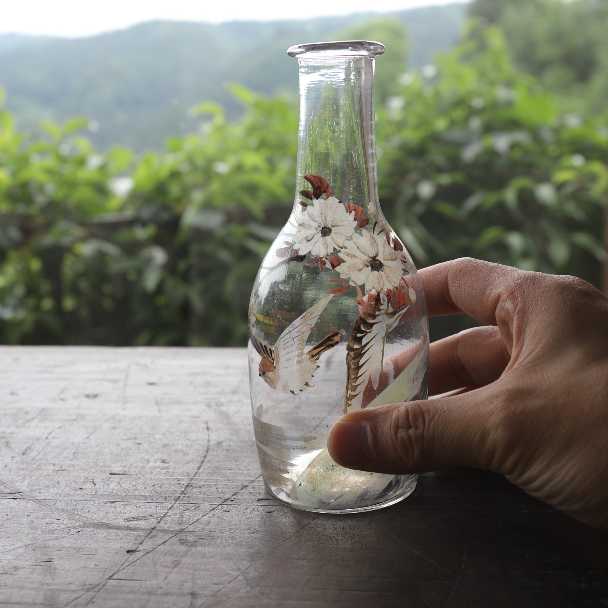 Enamel Painted Antique Glass Decanter, Taisho Period (1912-1926 CE)