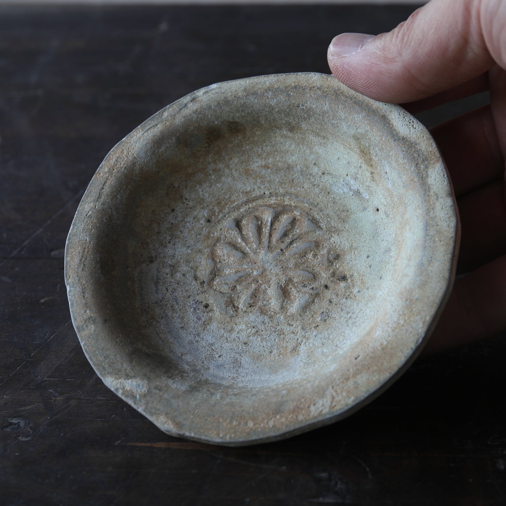 Goryeo Celadon Small Dish with Bottle Stand/Tea Boat, Goryeo Dynasty, 918-1392CE