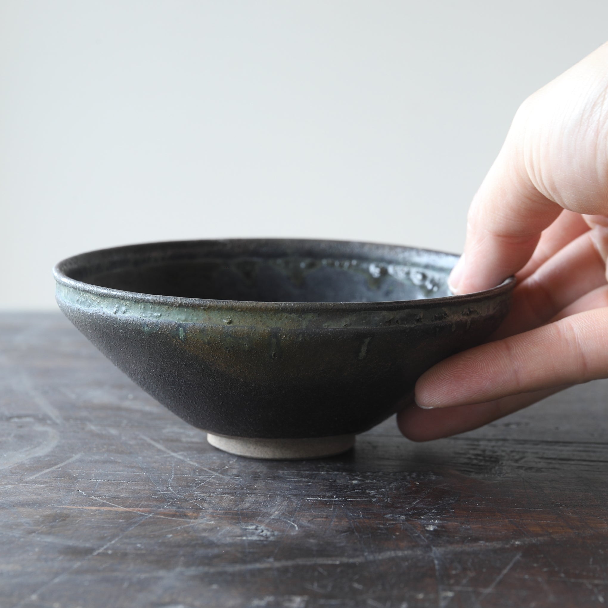 Iron-glazed Tenmoku Tea Bowl Excavated from the Sea