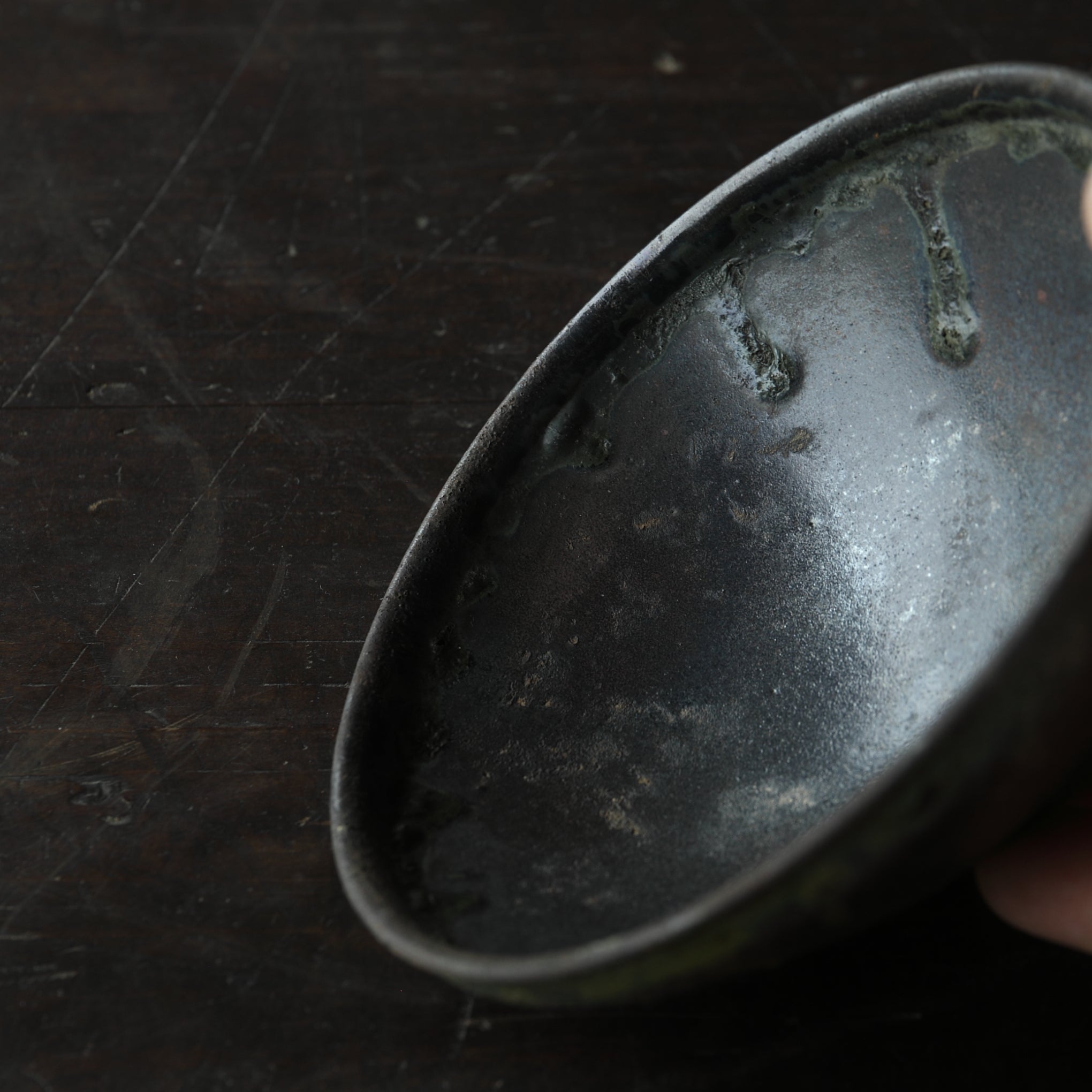 Iron-glazed Tenmoku Tea Bowl Excavated from the Sea