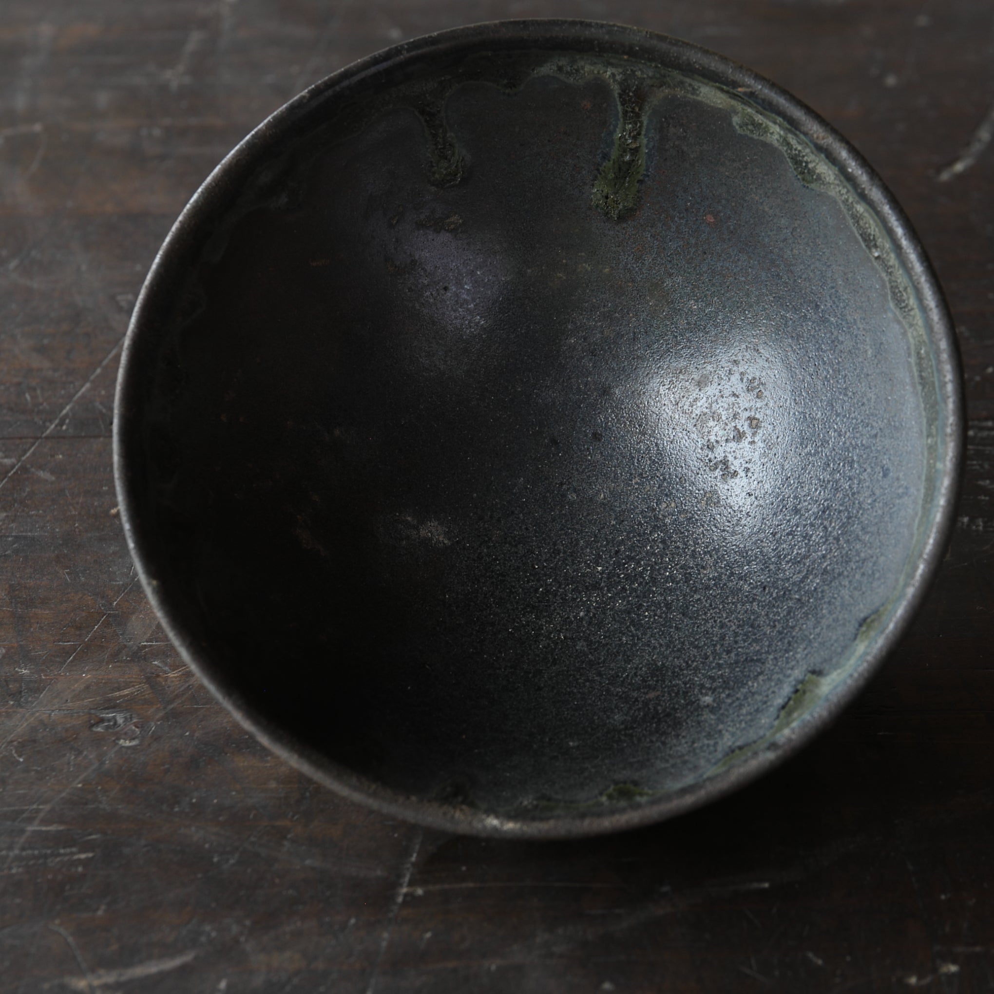 Iron-glazed Tenmoku Tea Bowl Excavated from the Sea