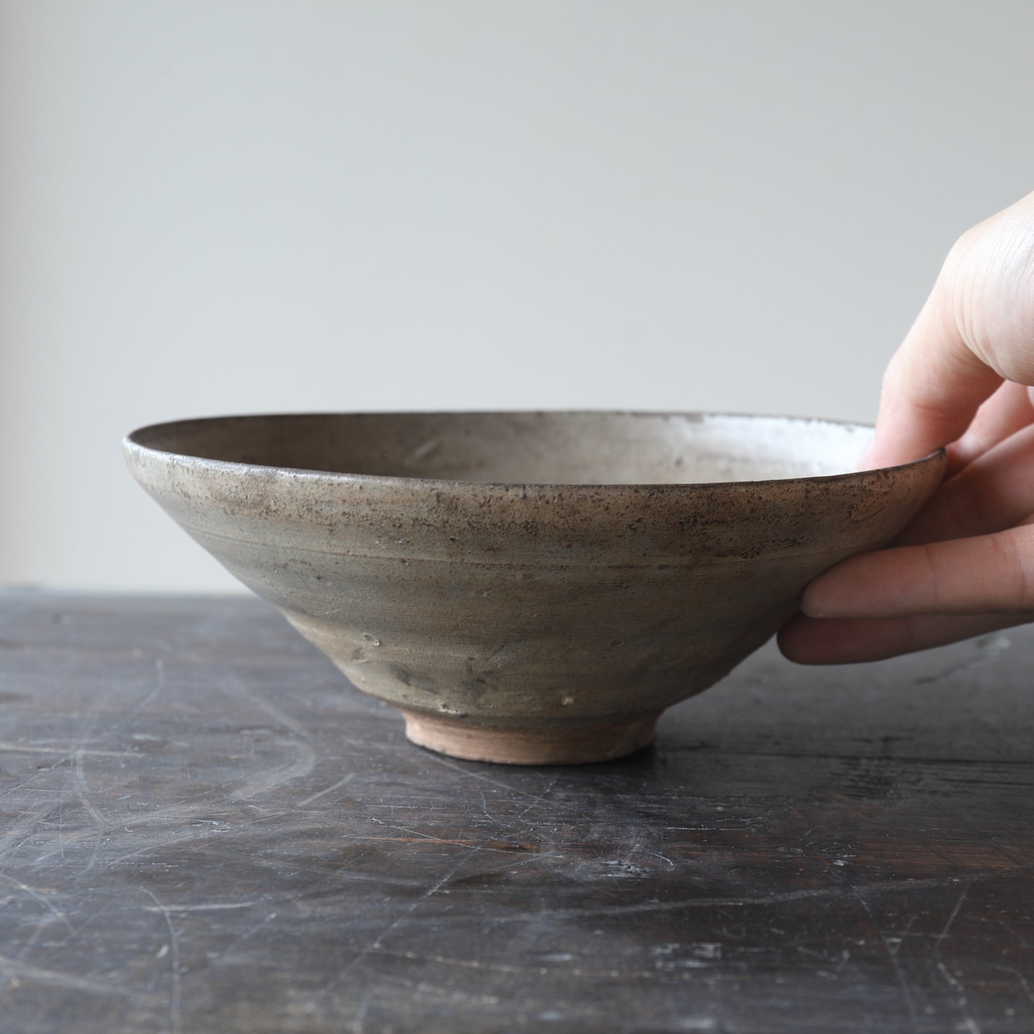 Goryeo Celadon Tea Bowl with Excavation Marks from the Goryeo Dynasty (918-1392CE)