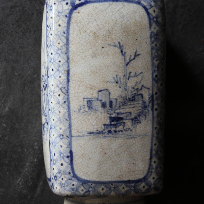 古伊万里瓷器带锡口花生，附有木箱，江户时代（1603-1867年） – 入蘆花 