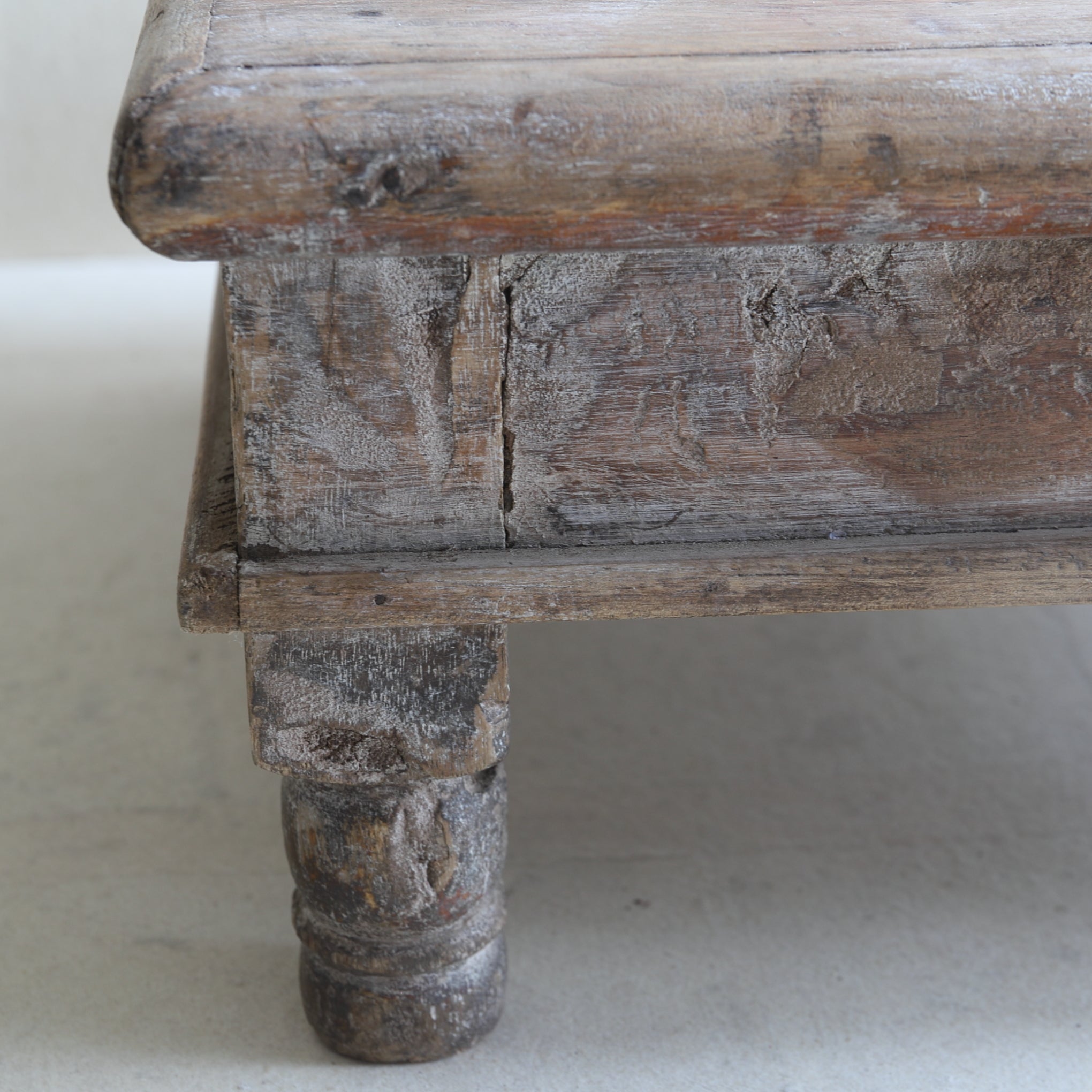 Antique Indian Tea Table with Old Wood, 16th-19th Century