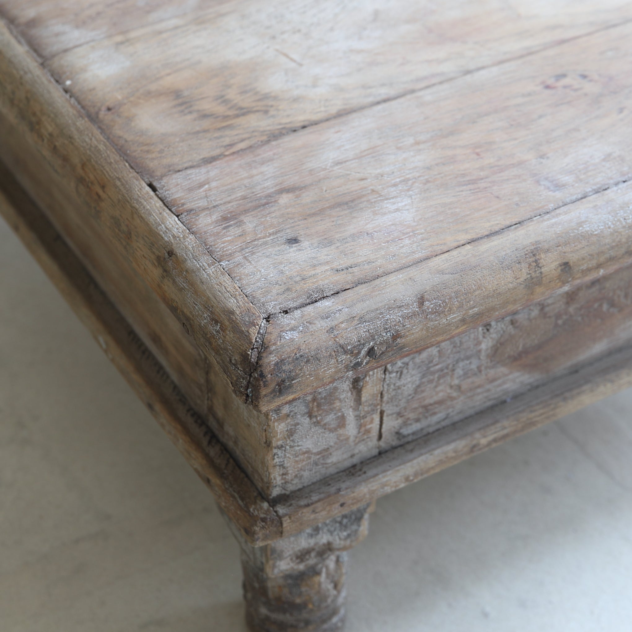 Antique Indian Tea Table with Old Wood, 16th-19th Century