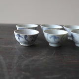 Set of 10 Ming Dynasty Blue and White Grass Pattern Tea Cups (1368-1644CE)