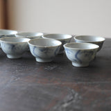 Set of 10 Ming Dynasty Blue and White Grass Pattern Tea Cups (1368-1644CE)