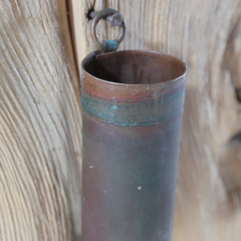 Antique copper plate hanging vase