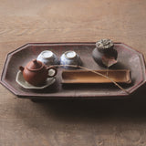中国アンティーク 漆塗絵台付隅切煎茶盆 16-19世紀