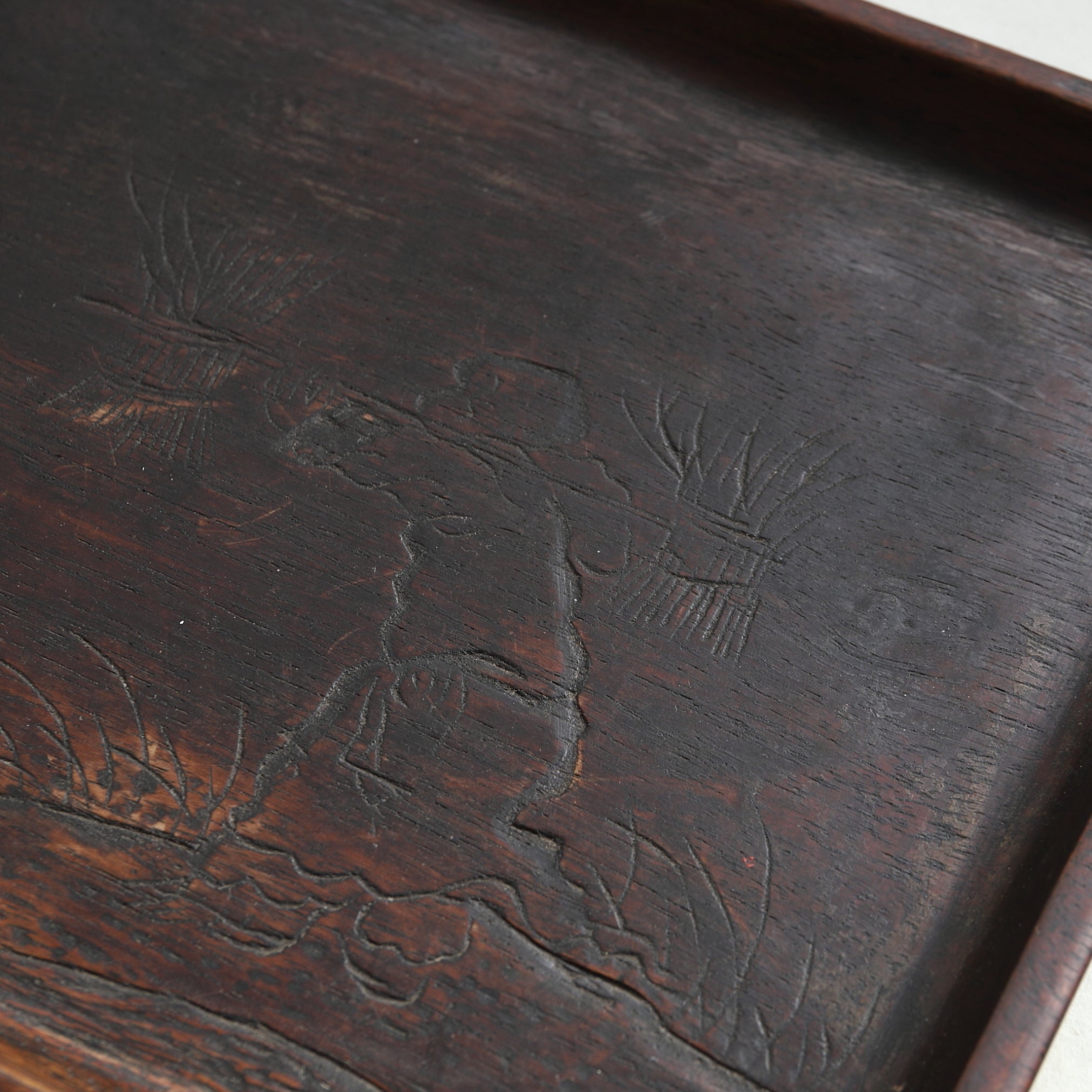 Old wood engraving Sencha tray