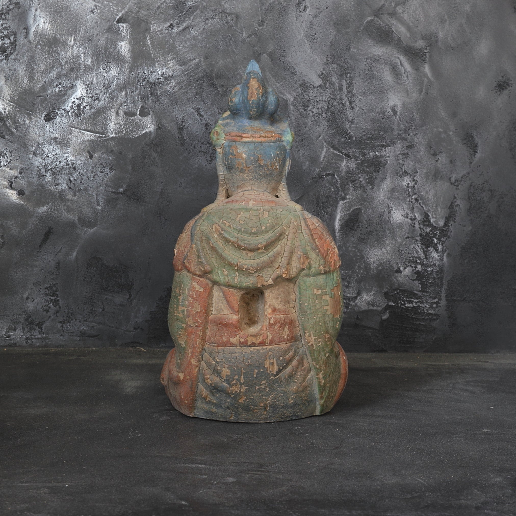 Old wood sculpture Kannon Bodhisattva seated statue Qing Dynasty/1616-1911CE