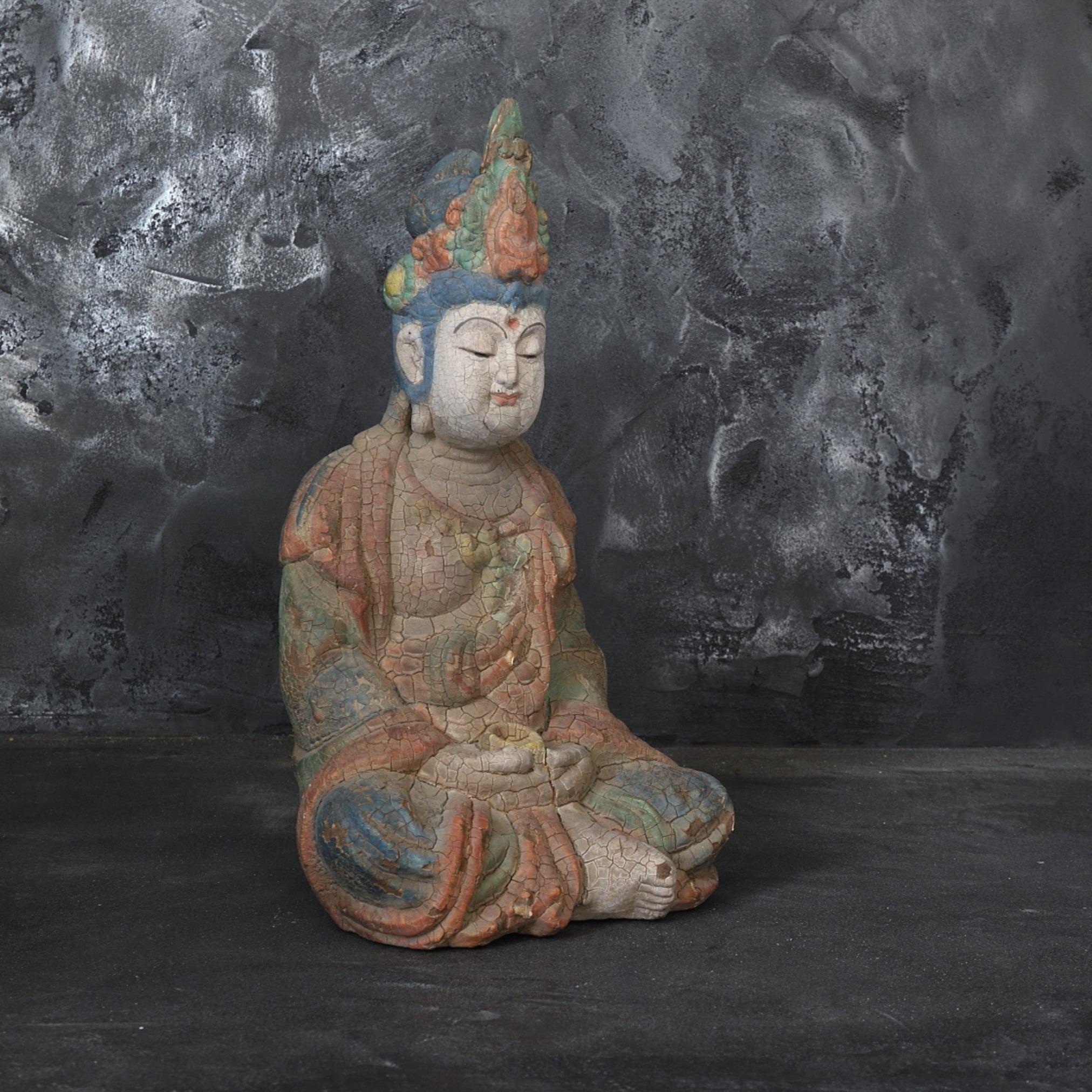 Old wood sculpture Kannon Bodhisattva seated statue Qing Dynasty/1616-1911CE