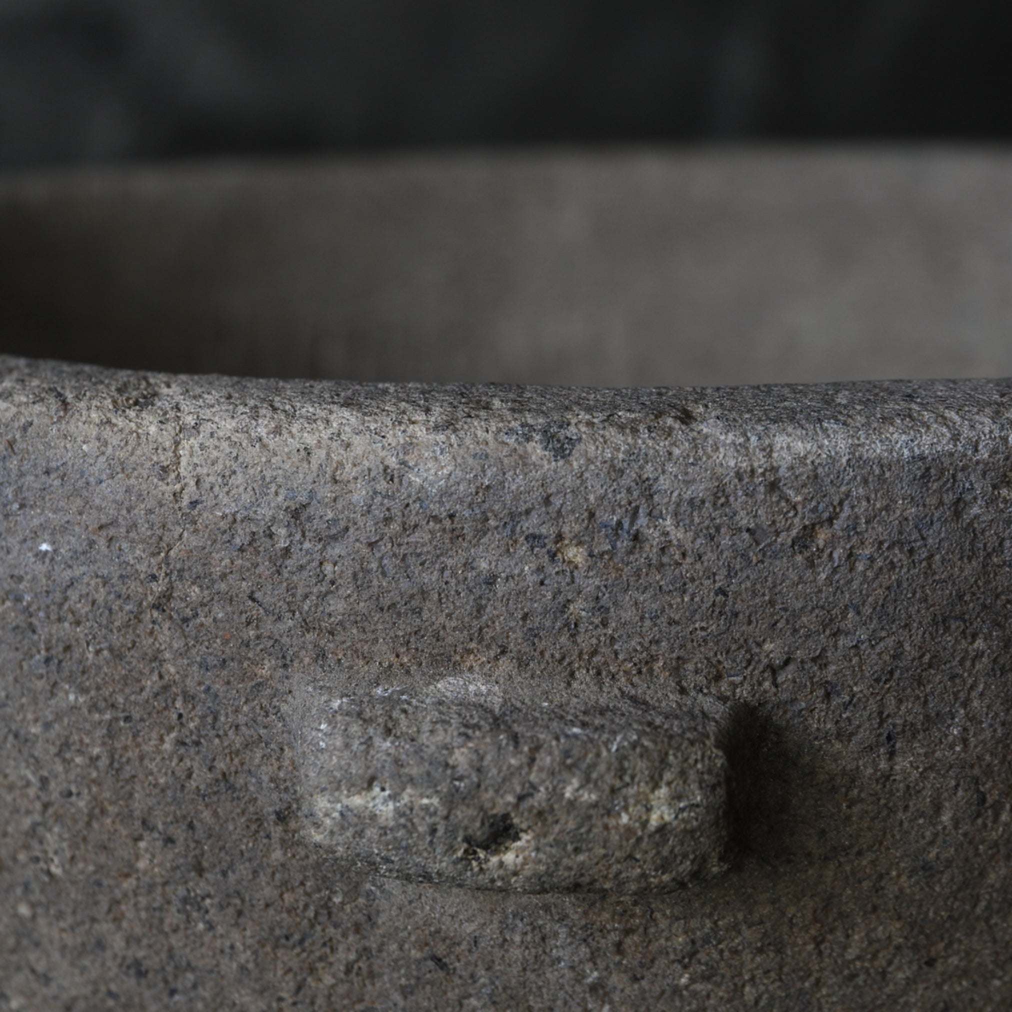 Old stone mortar with handle