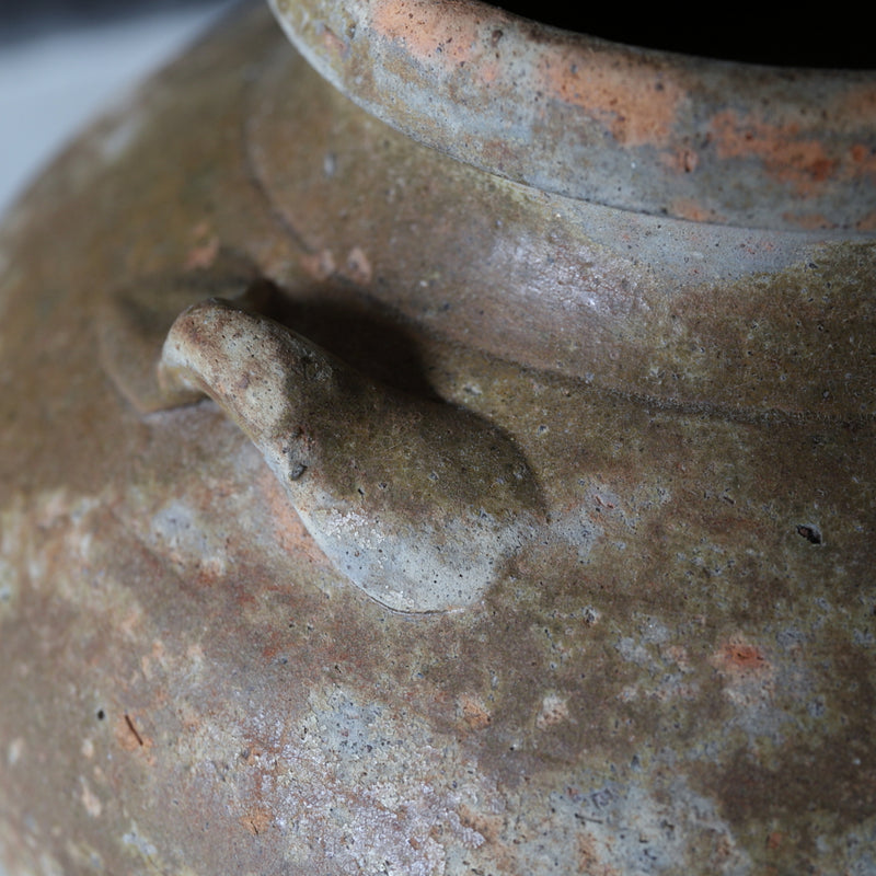 Green glaze jar with handle Han Dynasty/206BCE-220CE