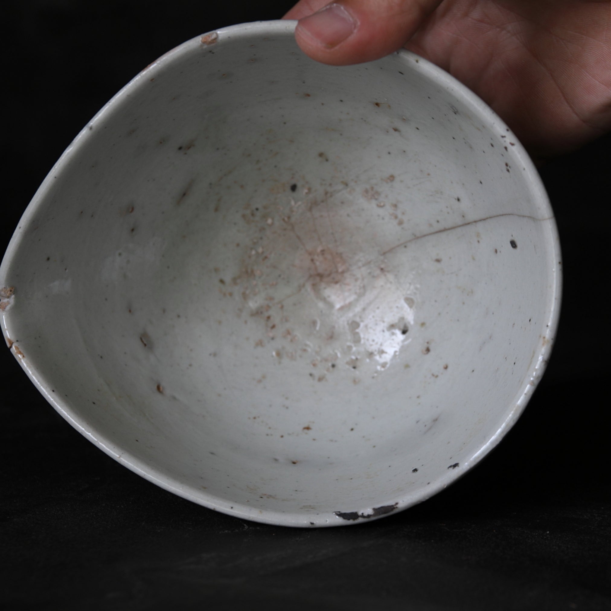 Korean Antique white porcelain Katakuchi tea bowl Joseon Dynasty/1392-1897CE