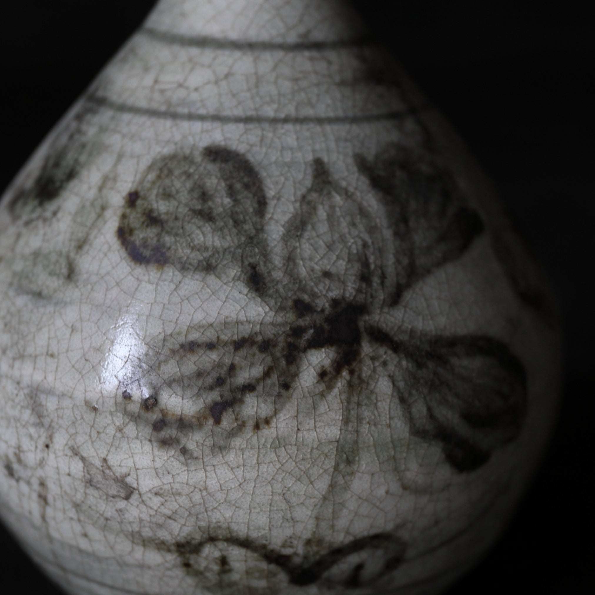 Korean Antique Buncheongsaware iron painting flower design vase Joseon Dynasty/1392-1897CE