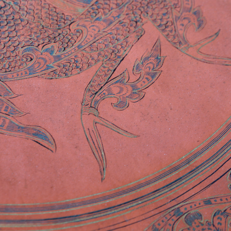 Burma antique phoenix lacquer tray 19th-20th century