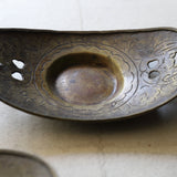 Antique bronze teacupopenwork bat design and line engraving5 sets
