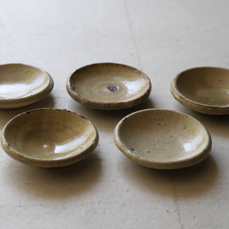 Ko-Seto Ash glaze small plate 5 pieces Edo/1603-1867CE