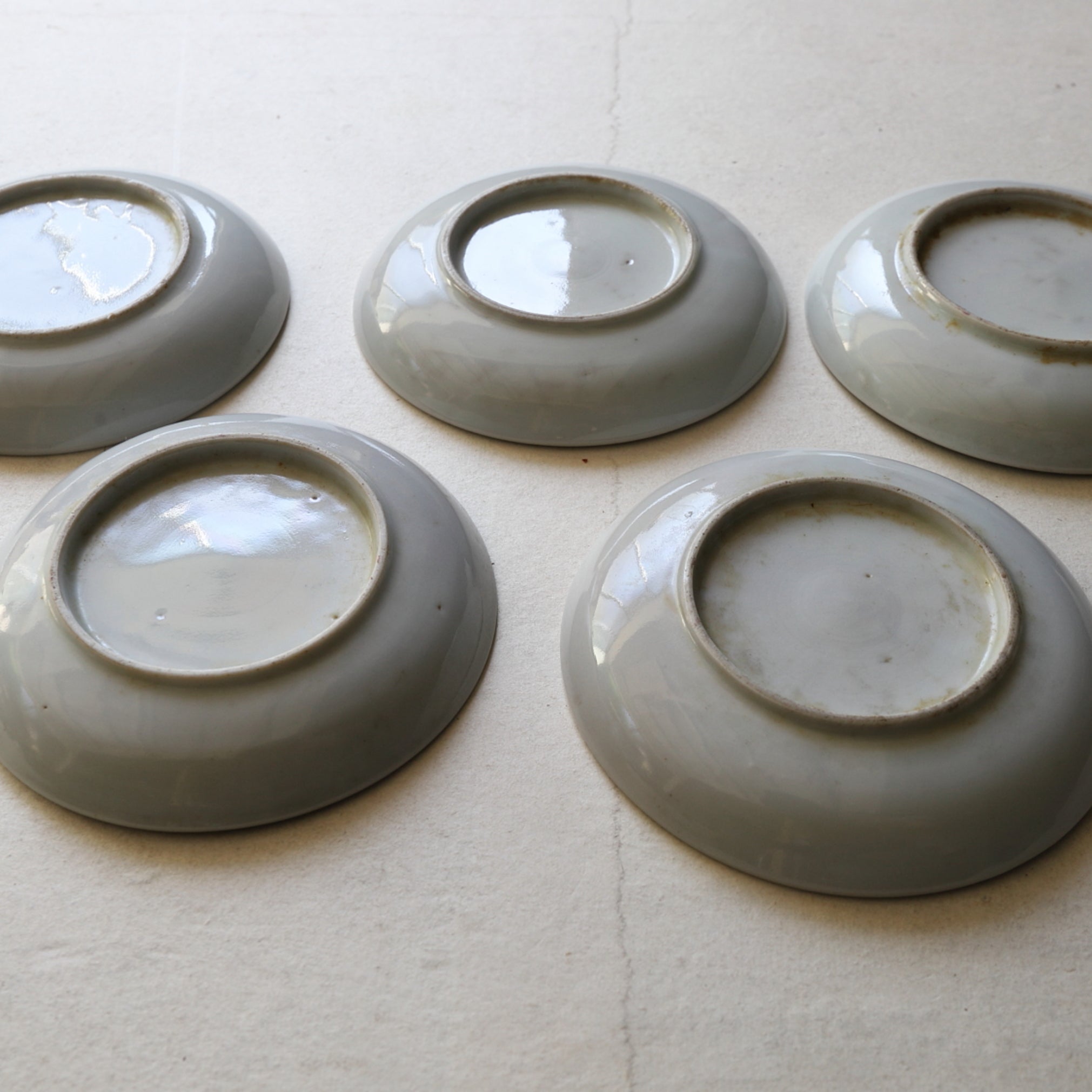 Chinese Antique plates with powder pigment 5 pieces Qing Dynasty/1616-1911CE