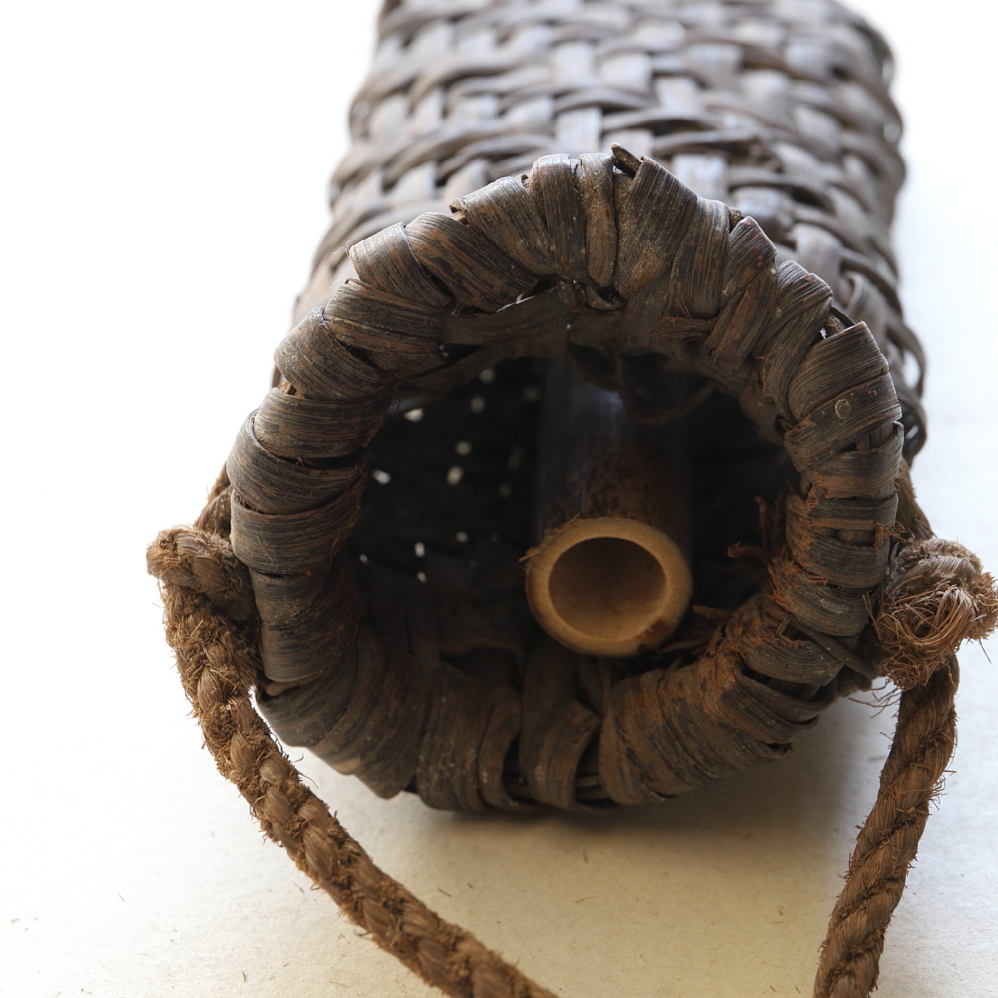 Old hanging vase of wild grapes