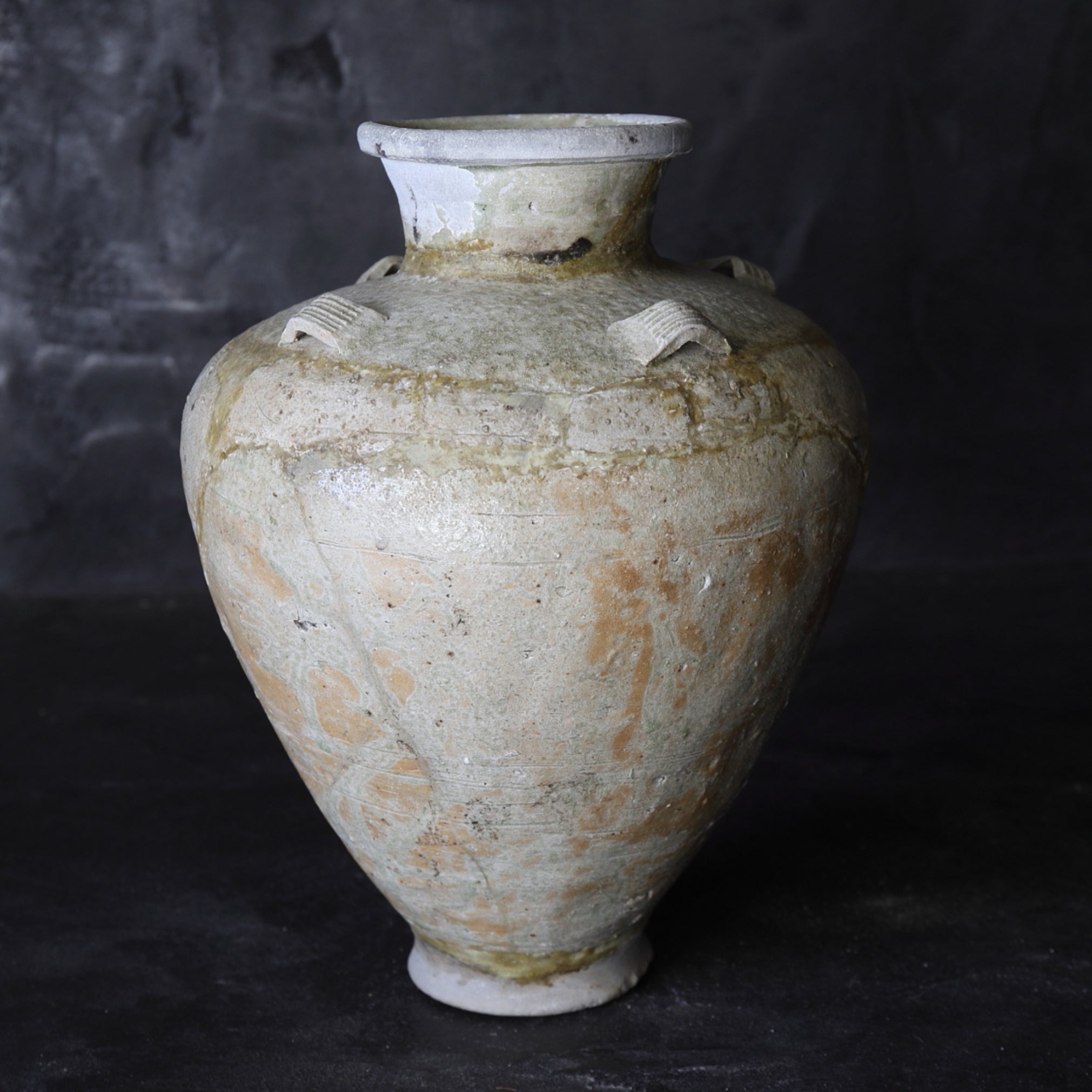 Ko-Seto Ash Glaze Four Ear Jar Kamakura/1185-1333CE