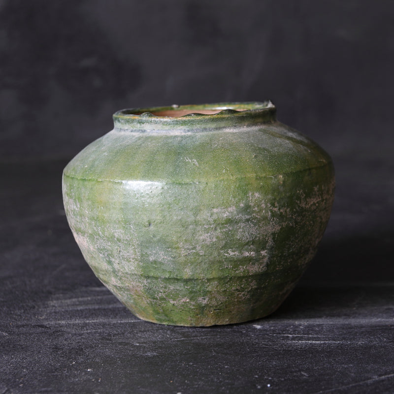 Silvered green glaze jar Han Dynasty/206BCE-220CE