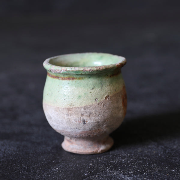 フランスアンティーク 緑釉 小壺 16-19世紀