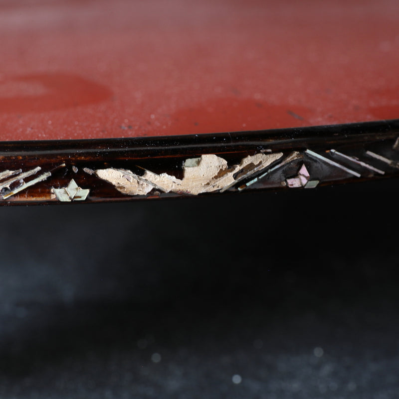 Three-legged sencha tray with mother-of-pearl work