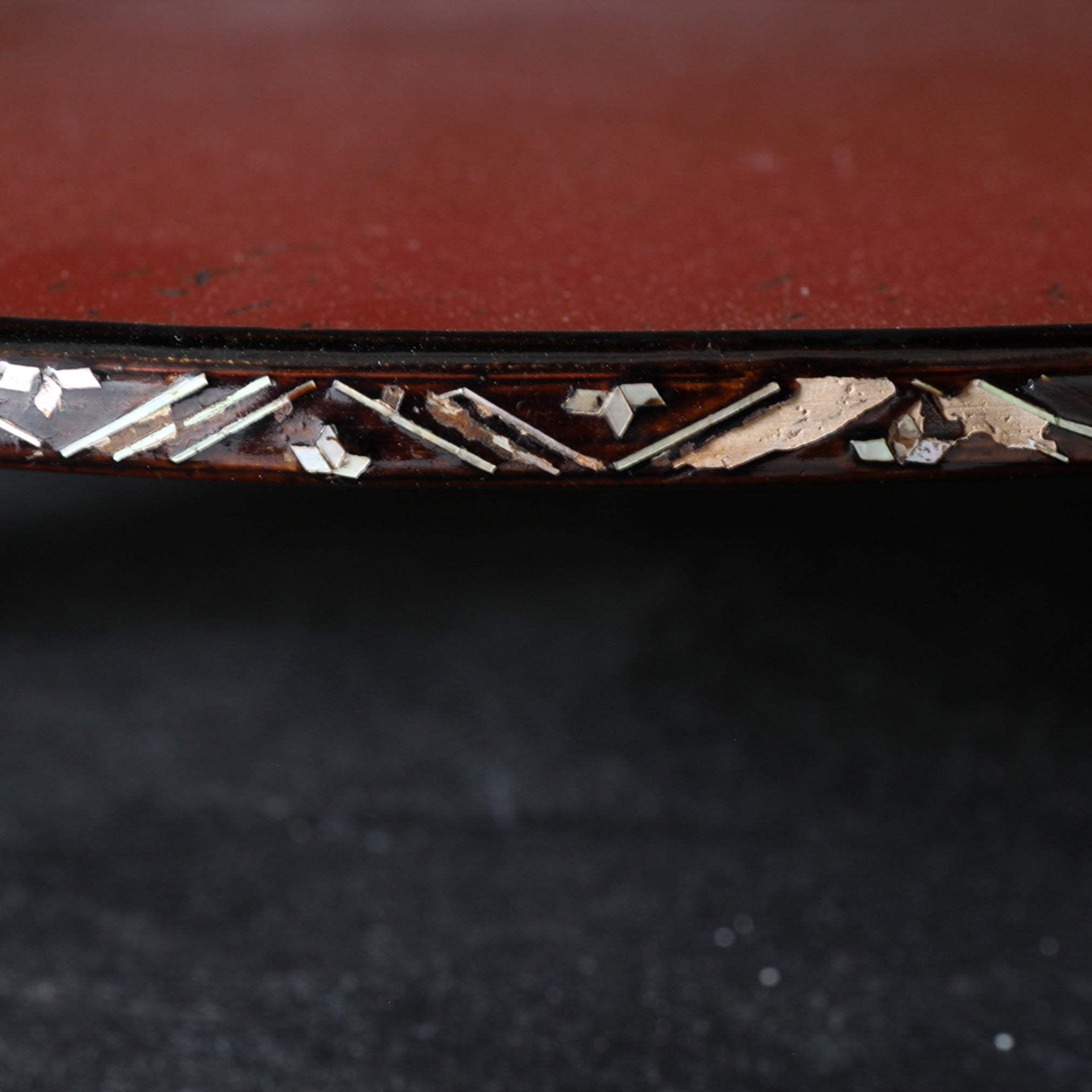 Three-legged sencha tray with mother-of-pearl work