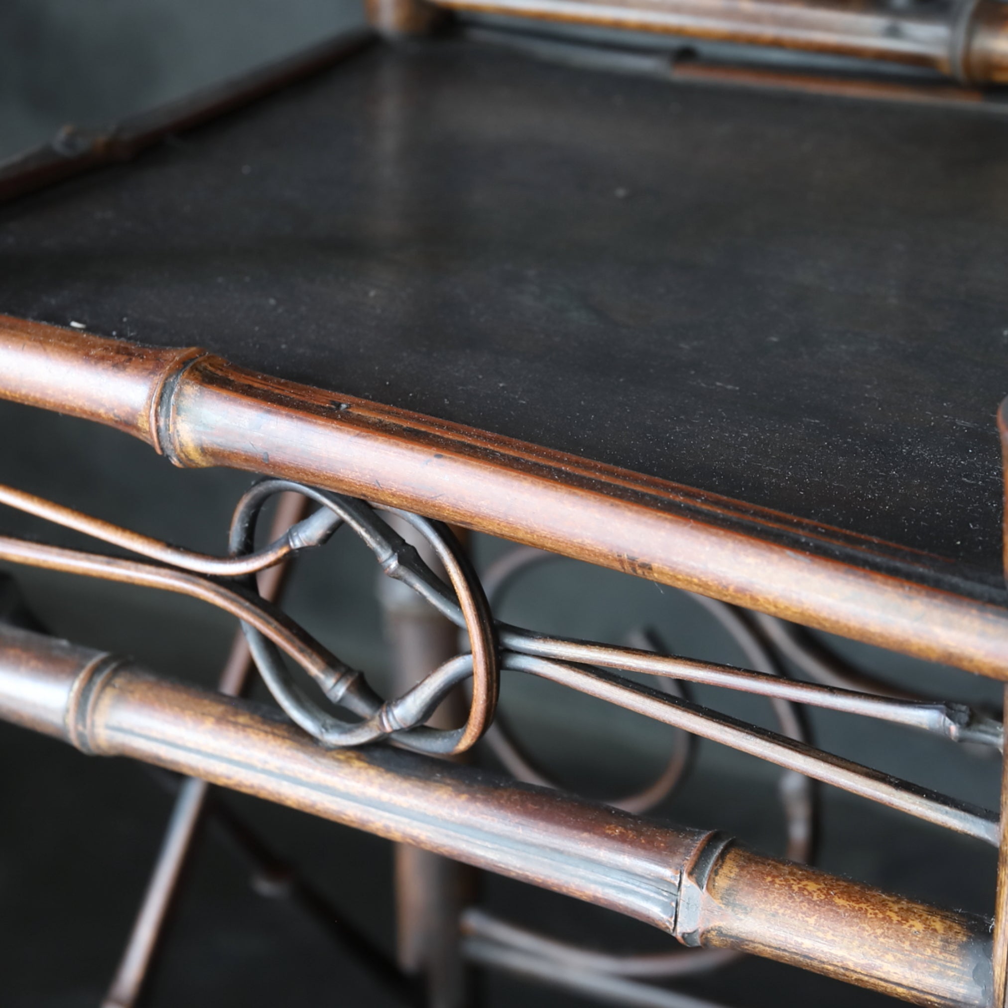 Antique bamboo tea shelf