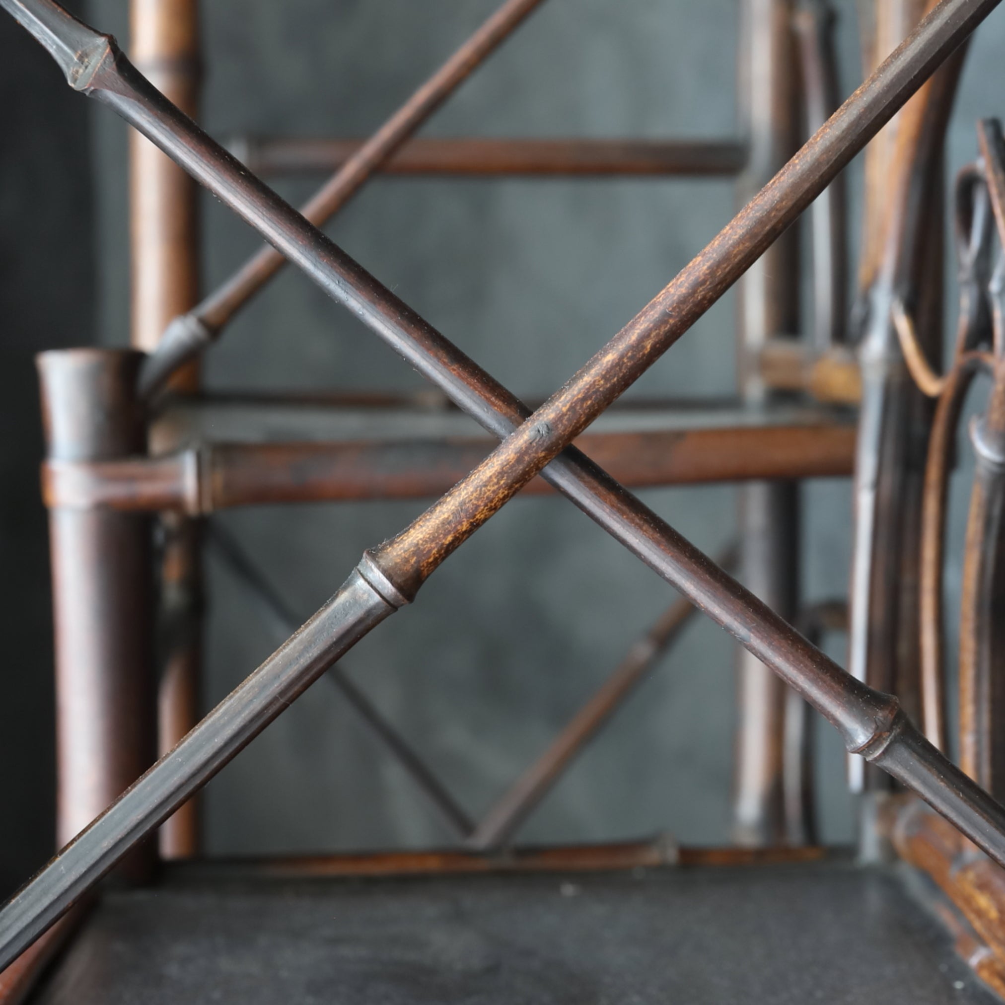 Antique bamboo tea shelf