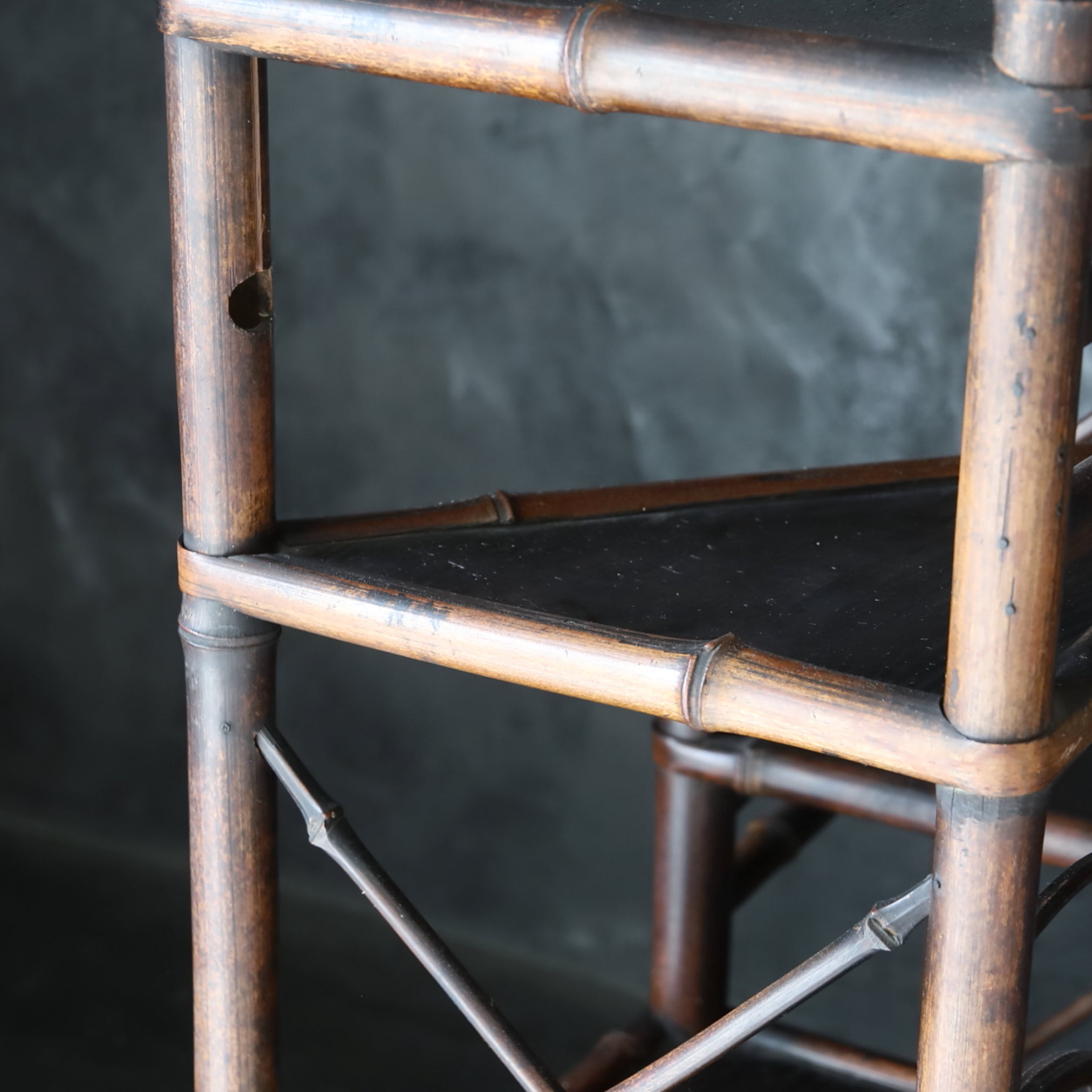 Antique bamboo tea shelf