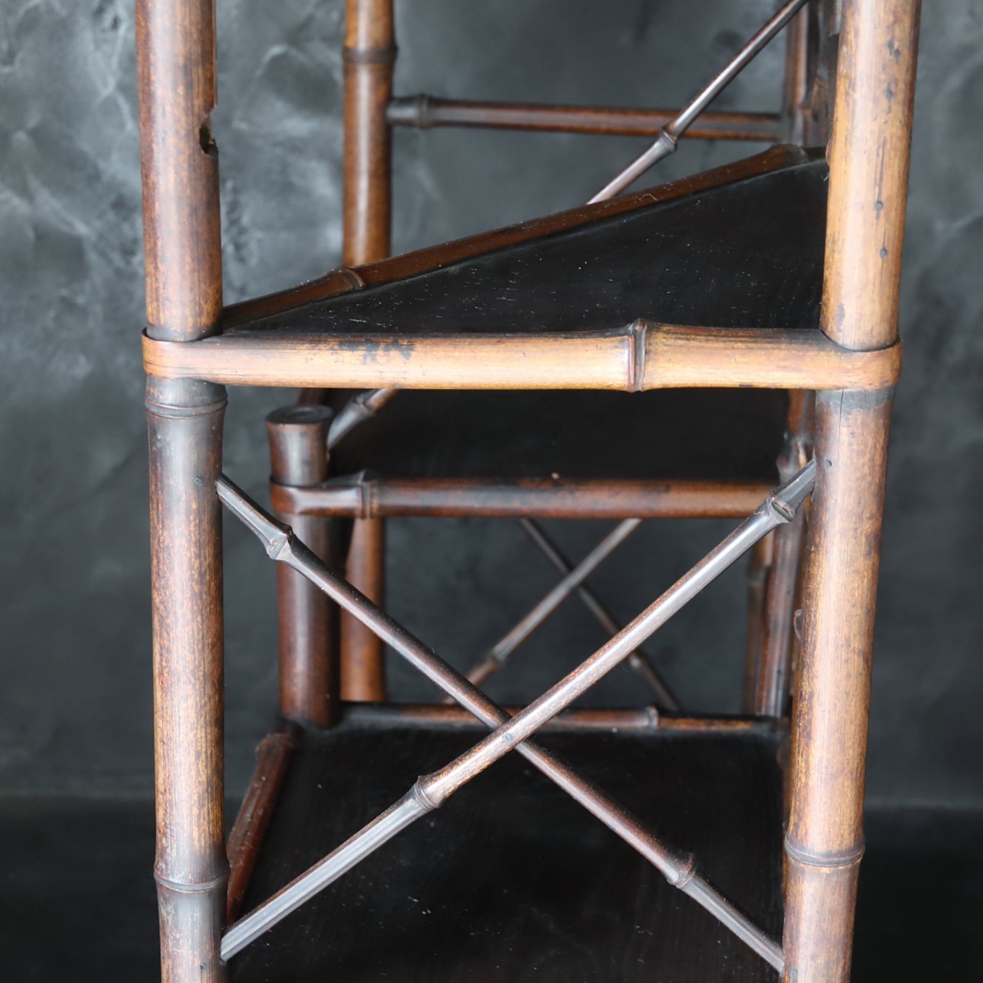 Antique bamboo tea shelf