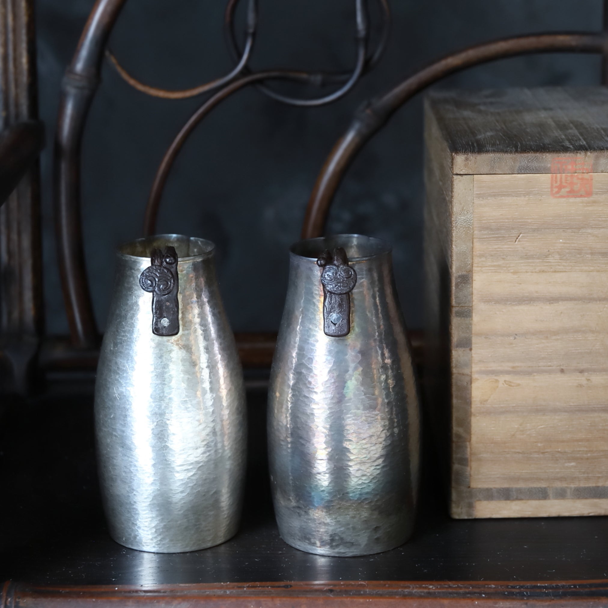 Antique bamboo tea shelf