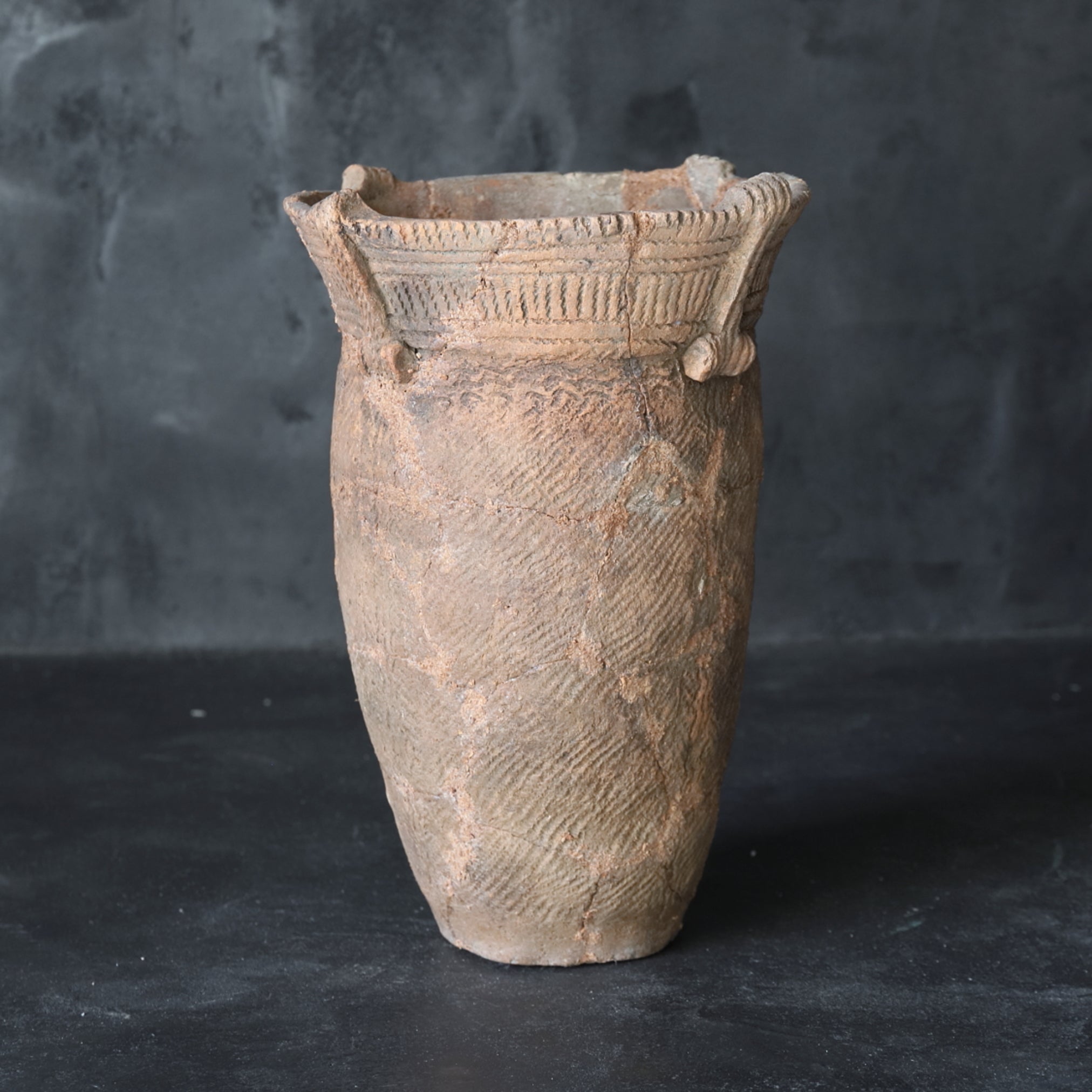 Jomon pottery deep bowl with decoration a Jomon/10000-300BCE