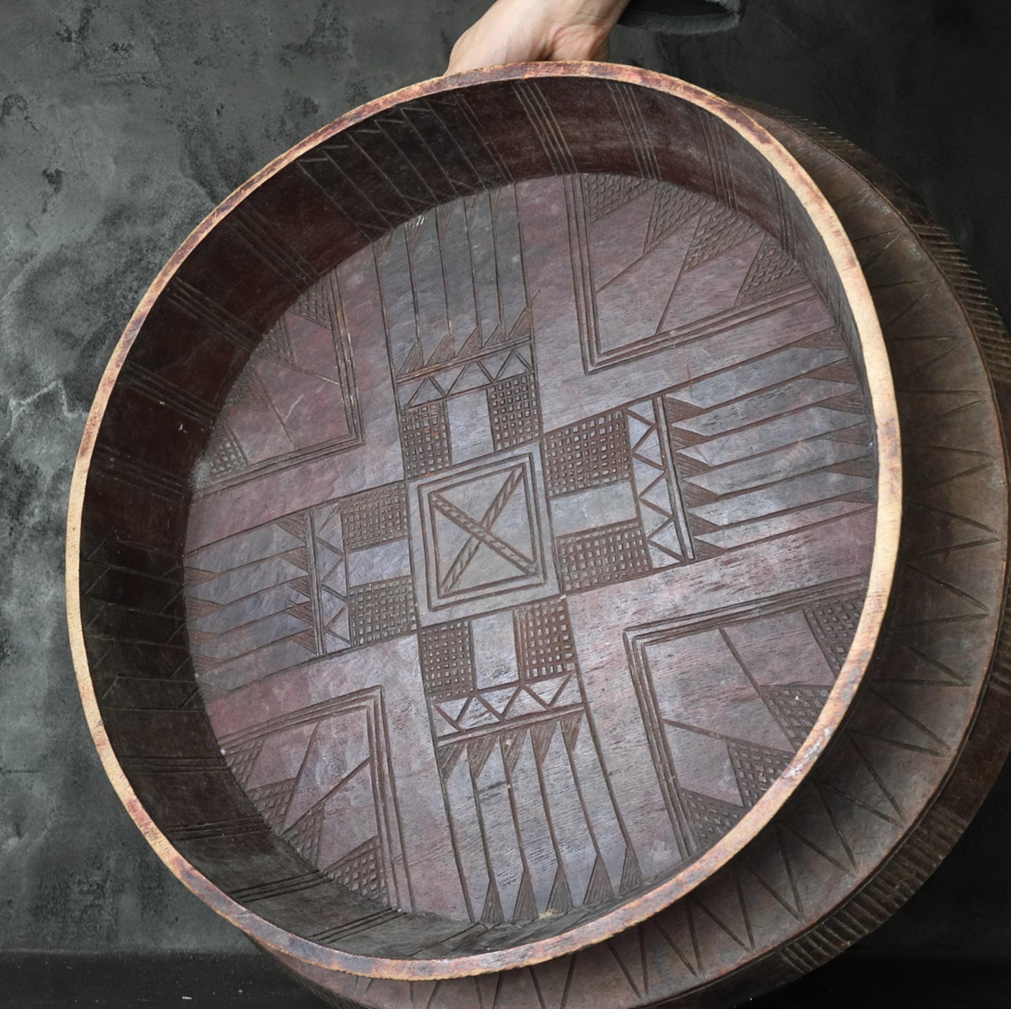 Ethiopian Antique Large Wooden Plate