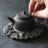 Bat design purple sand teapot saucer Qing Dynasty/1616-1911CE