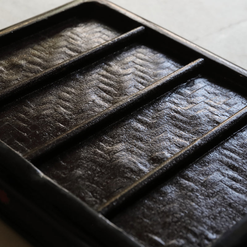 Chinese antique Ryukyu lacquerware Rokaku design sencha tray