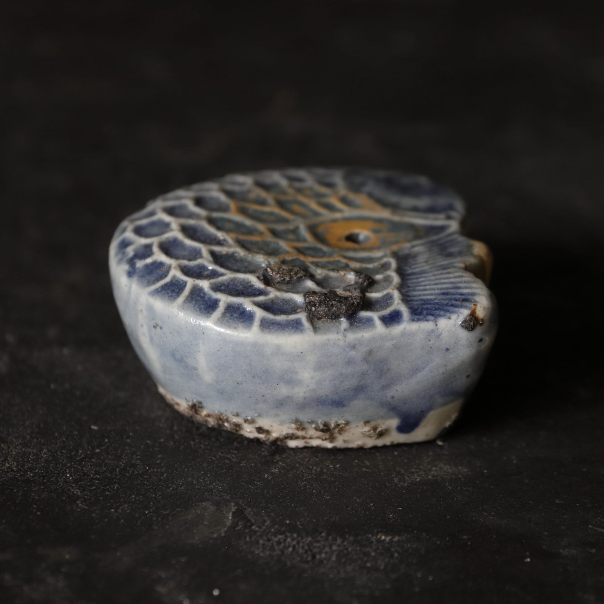 Korean Antique Lapis Lazuli Glaze Carp Fish Shaped Water Drop Joseon Dynasty/1392-1897CE