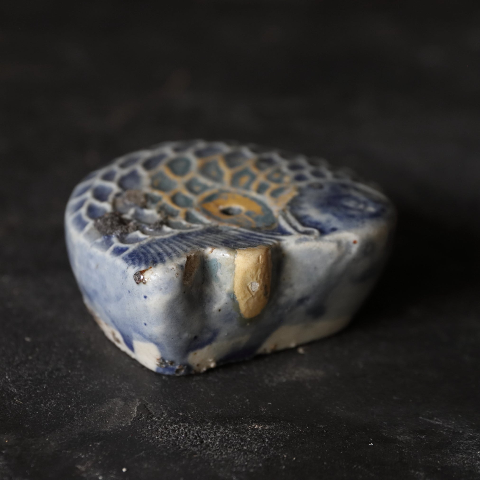 Korean Antique Lapis Lazuli Glaze Carp Fish Shaped Water Drop Joseon Dynasty/1392-1897CE