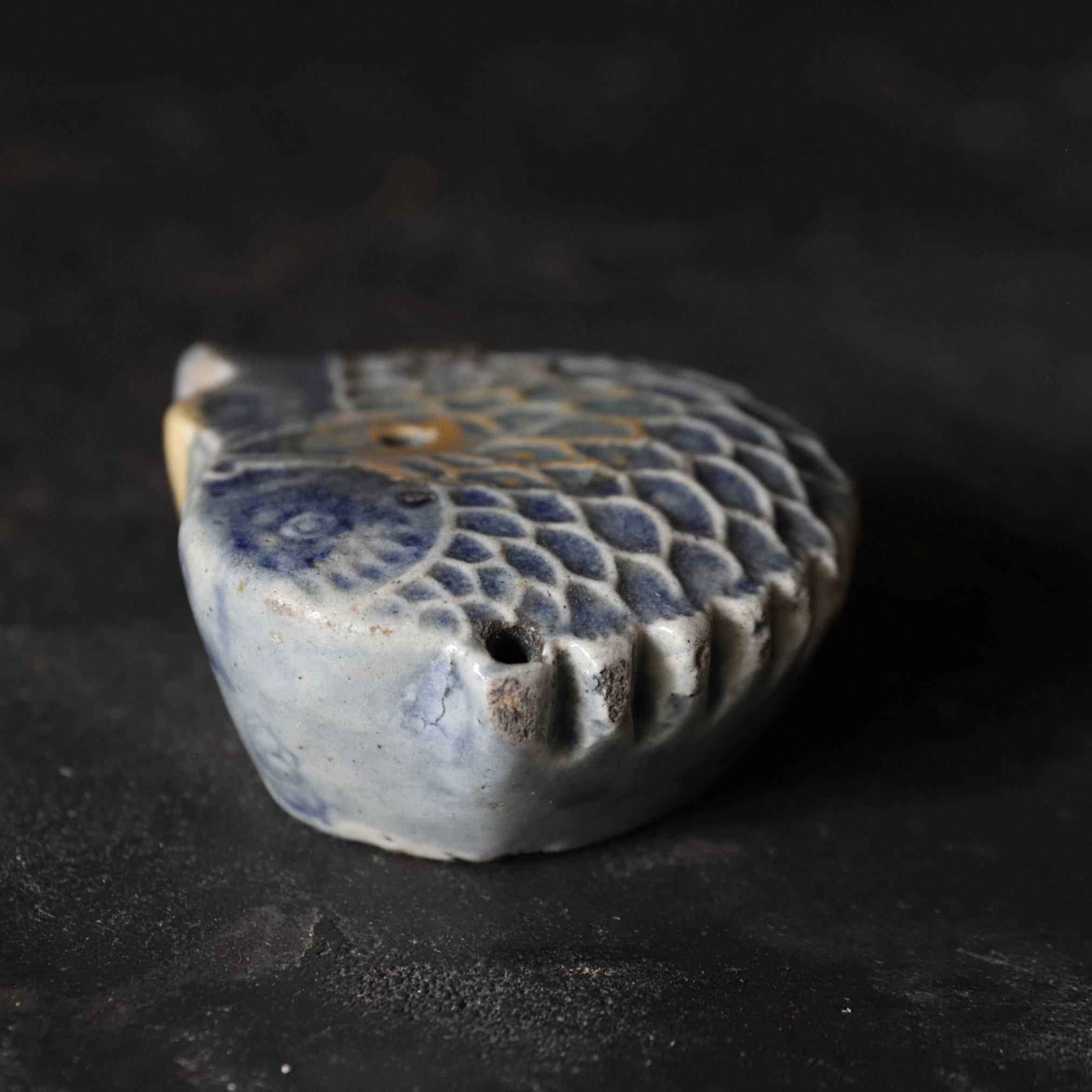 Korean Antique Lapis Lazuli Glaze Carp Fish Shaped Water Drop Joseon Dynasty/1392-1897CE