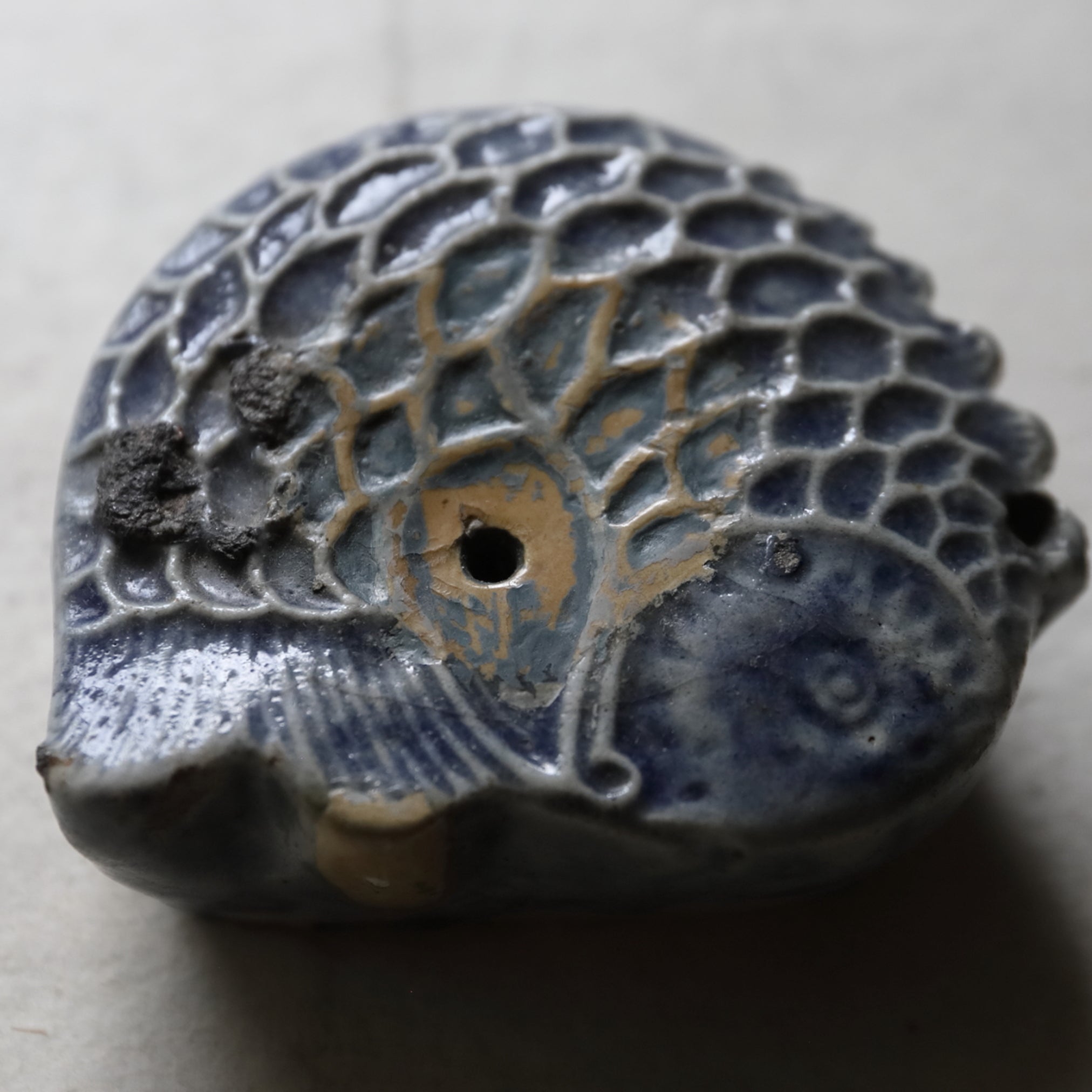 Korean Antique Lapis Lazuli Glaze Carp Fish Shaped Water Drop Joseon Dynasty/1392-1897CE