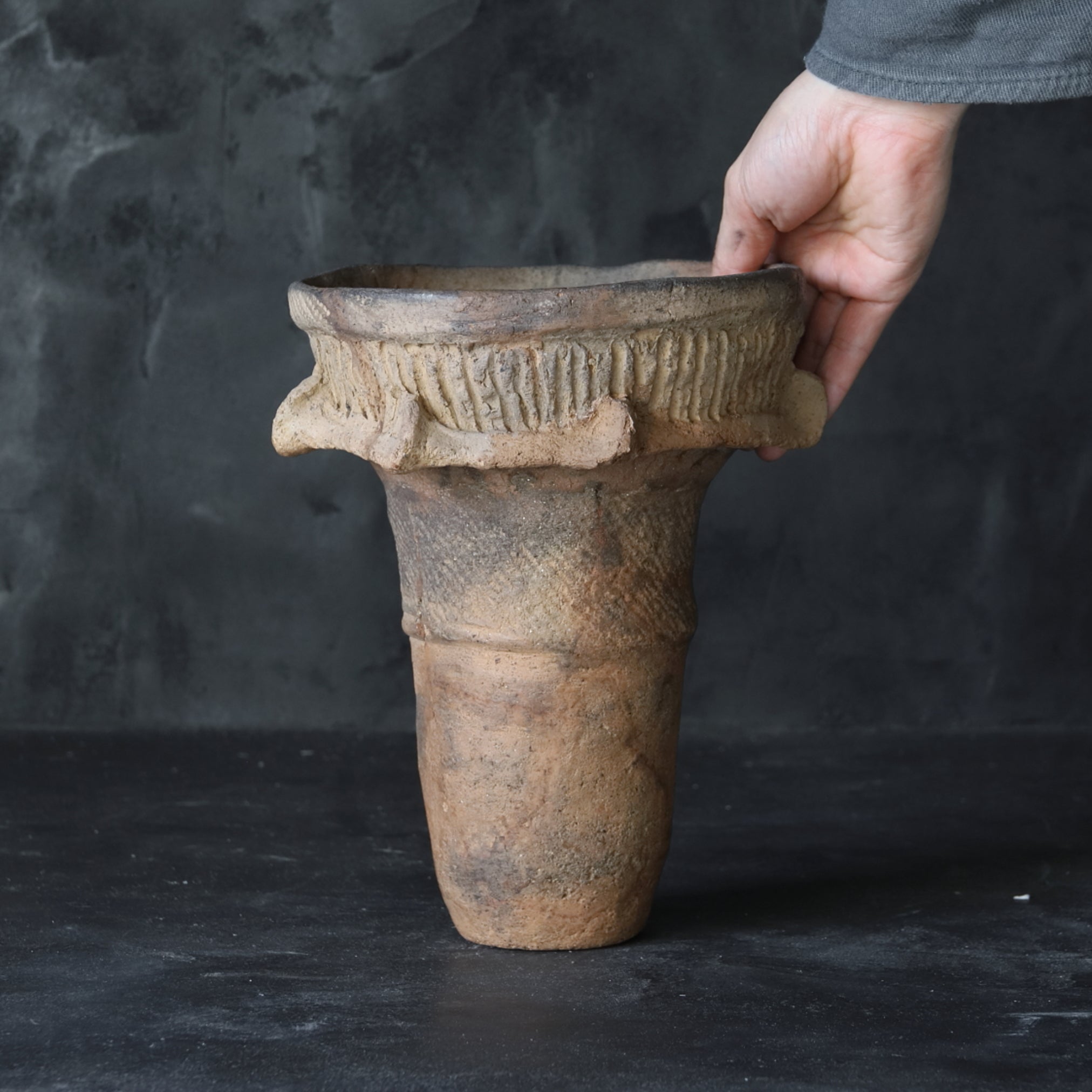 Jomon pottery deep bowl with decoration b Jomon/10000-300BCE