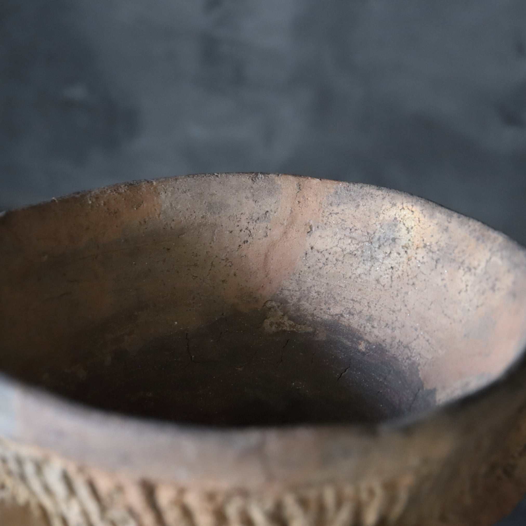 Jomon pottery deep bowl with decoration b Jomon/10000-300BCE