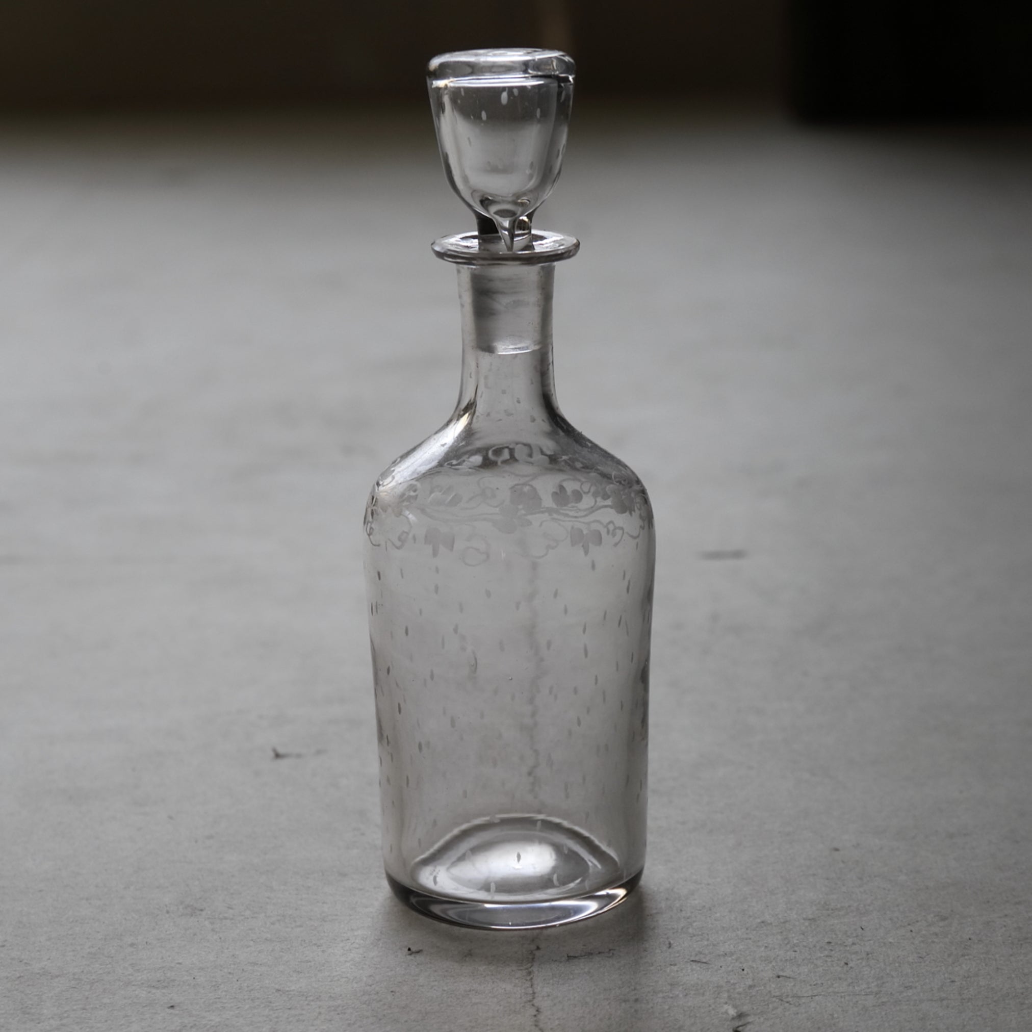 French Antique White Enamel Glass Bottle with Lid 16th-19th century