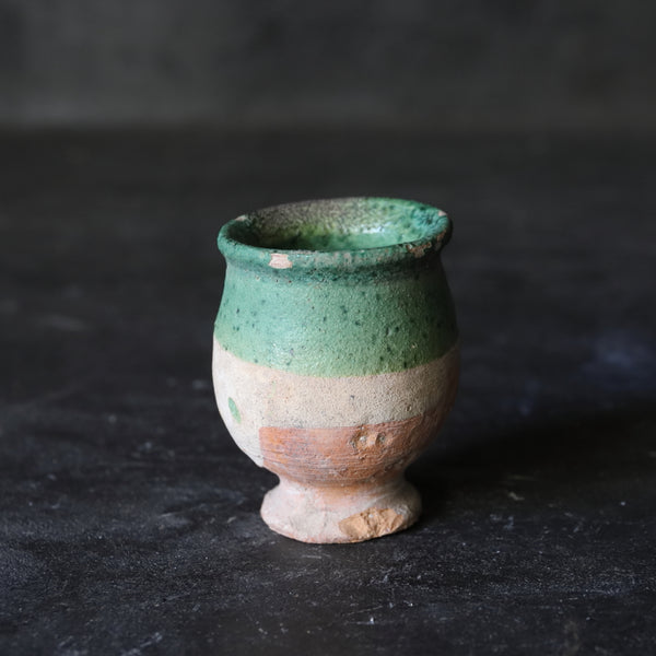 フランスアンティーク 緑釉 小壺 16-19世紀