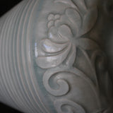 Chinese Antique Blue White Porcelain Plum Vase with Engraved Flower Design Ming-Qing Dynasty/1368-1911CE